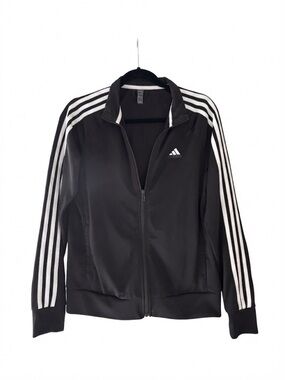 adidas Black Track Bomber Jacket with White Signature Stripes